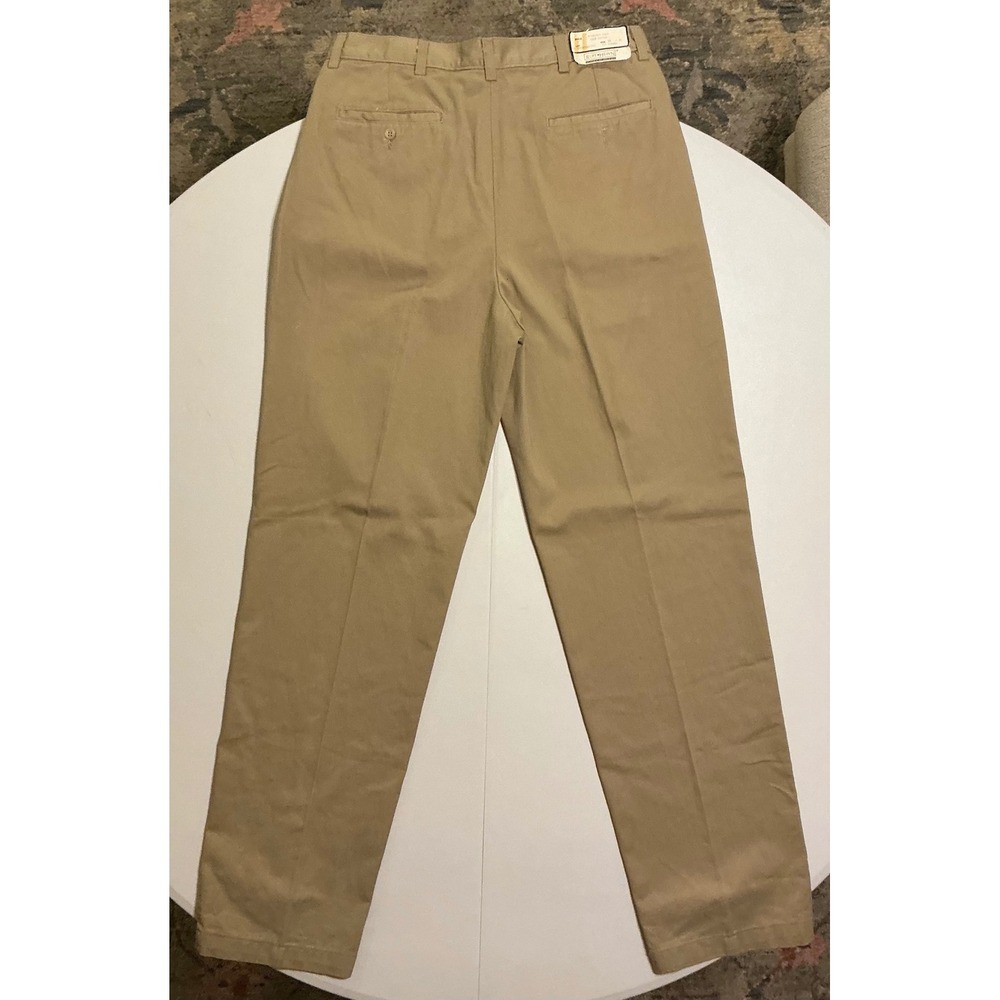 VTG USA Made Ruff Hewn Ridgeway Pant  Khaki Pleated Cotton Chinos NWT Mens 34x35